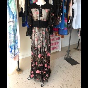 Sheer Needlepoint Mesh Embroidered Dress